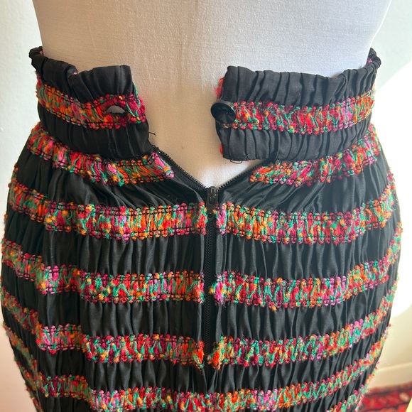 1970s Bilboquet Canada Ribbon Patchwork Folk Cottagecore Ruffle Maxi Skirt - Picture 5 of 7